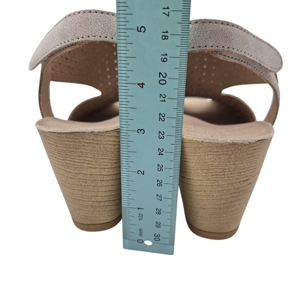 Dansko Teagan Laser Cut Leather Heeled Sandals Women\'s Size 41 Ivory (01)